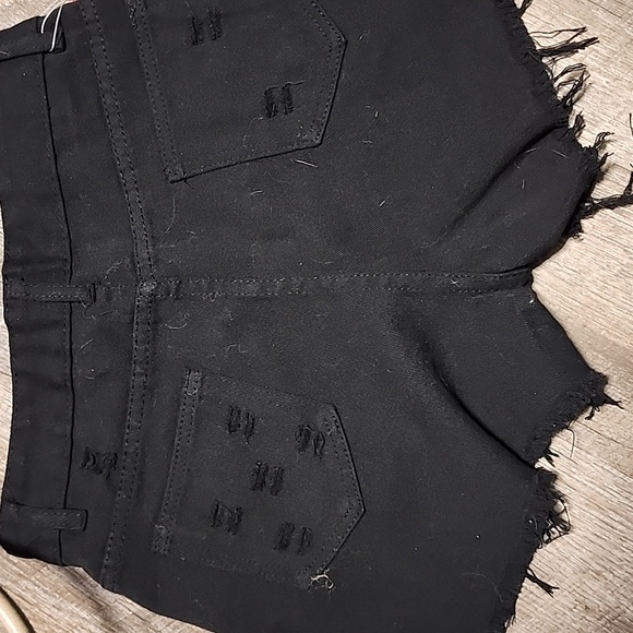 Black Distressed Junior Shorts - Picture 3 of 3